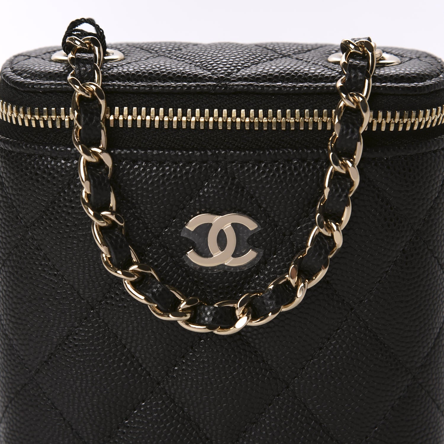 Chanel Caviar Quilted Small Vertical Coco Beauty Vanity Case With Chain Black 10 of 10