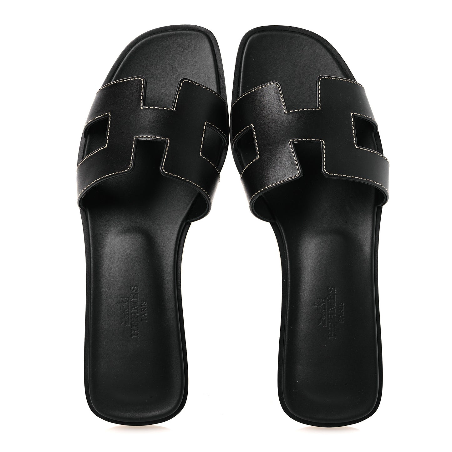 Box Calfskin Oran Sandals 36 Black