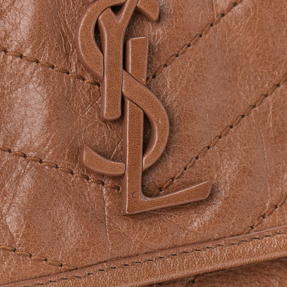 Saint Laurent Crinkled Calfskin Matelasse Monogram Medium Niki Chain Satchel Caramel 14 of 14