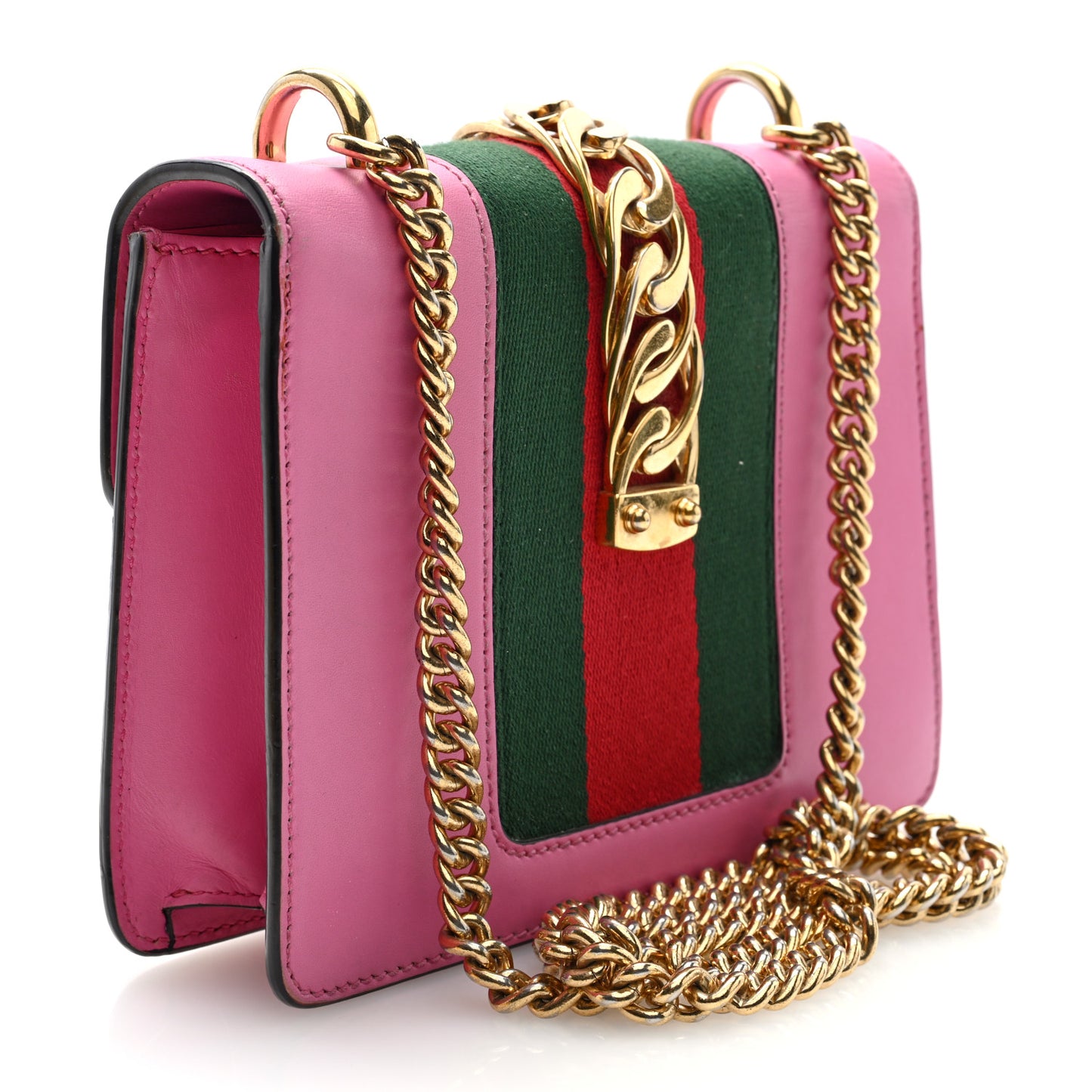 Vitello Fontanella Web Mini Sylvie Chain Shoulder Bag Pink Tropical Flower