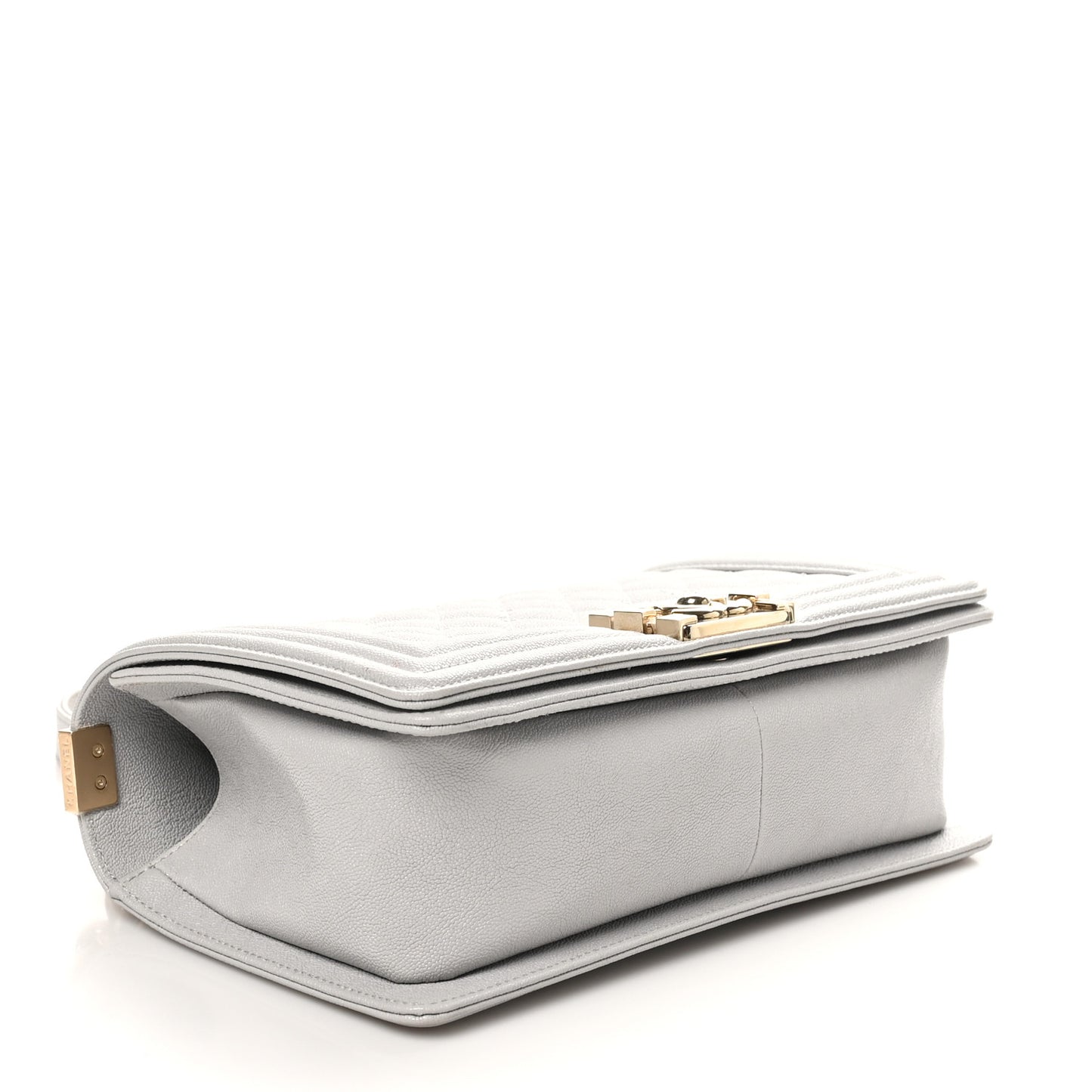 Caviar Quilted Medium Boy Flap Light Grey