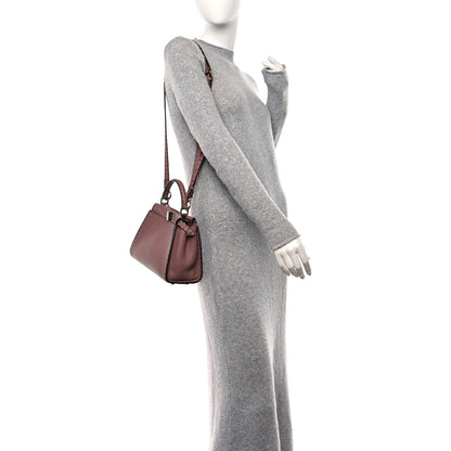 Fendi Cuoio Romano Selleria Bi-Color Mini Peekaboo Iconic Satchel English Rose Camelia 2 of 10