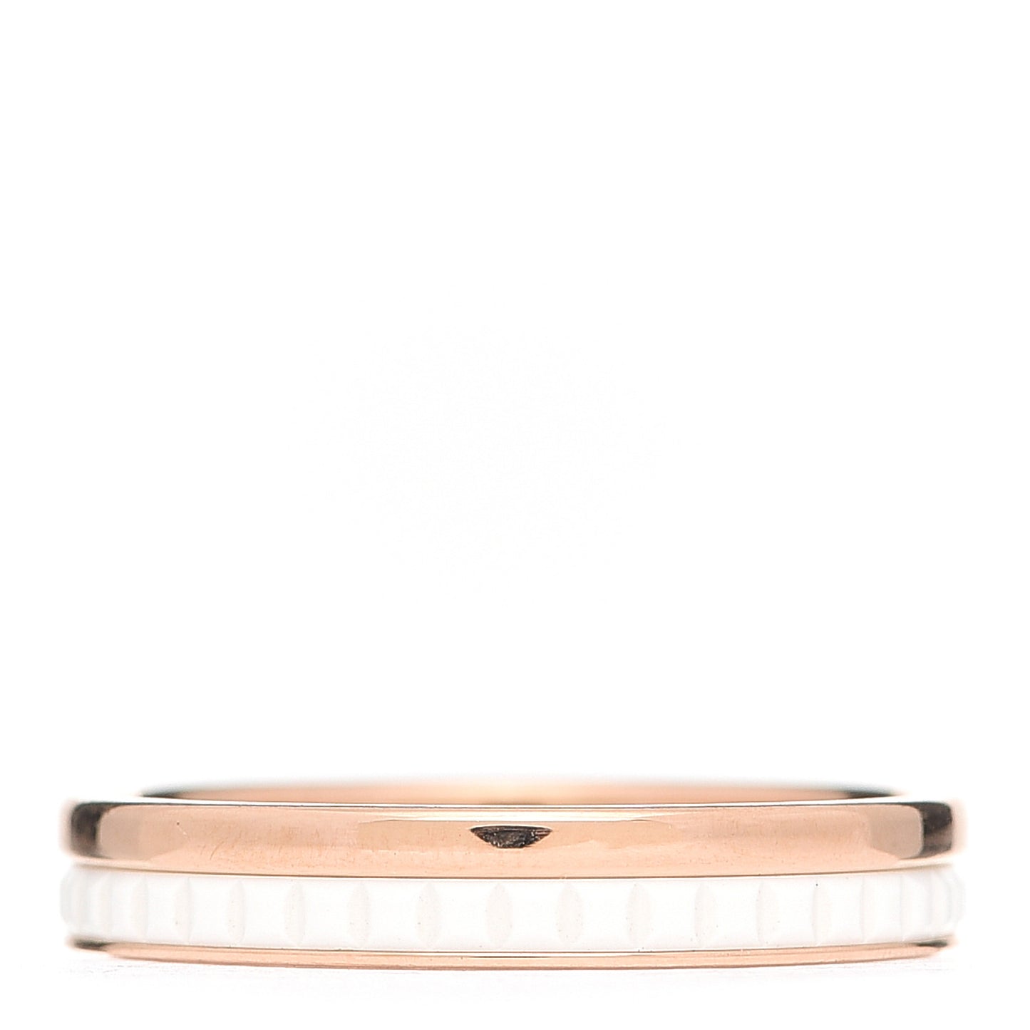 18K Pink Gold Ceramic Quatre White Edition Wedding Band Ring 59 8.75