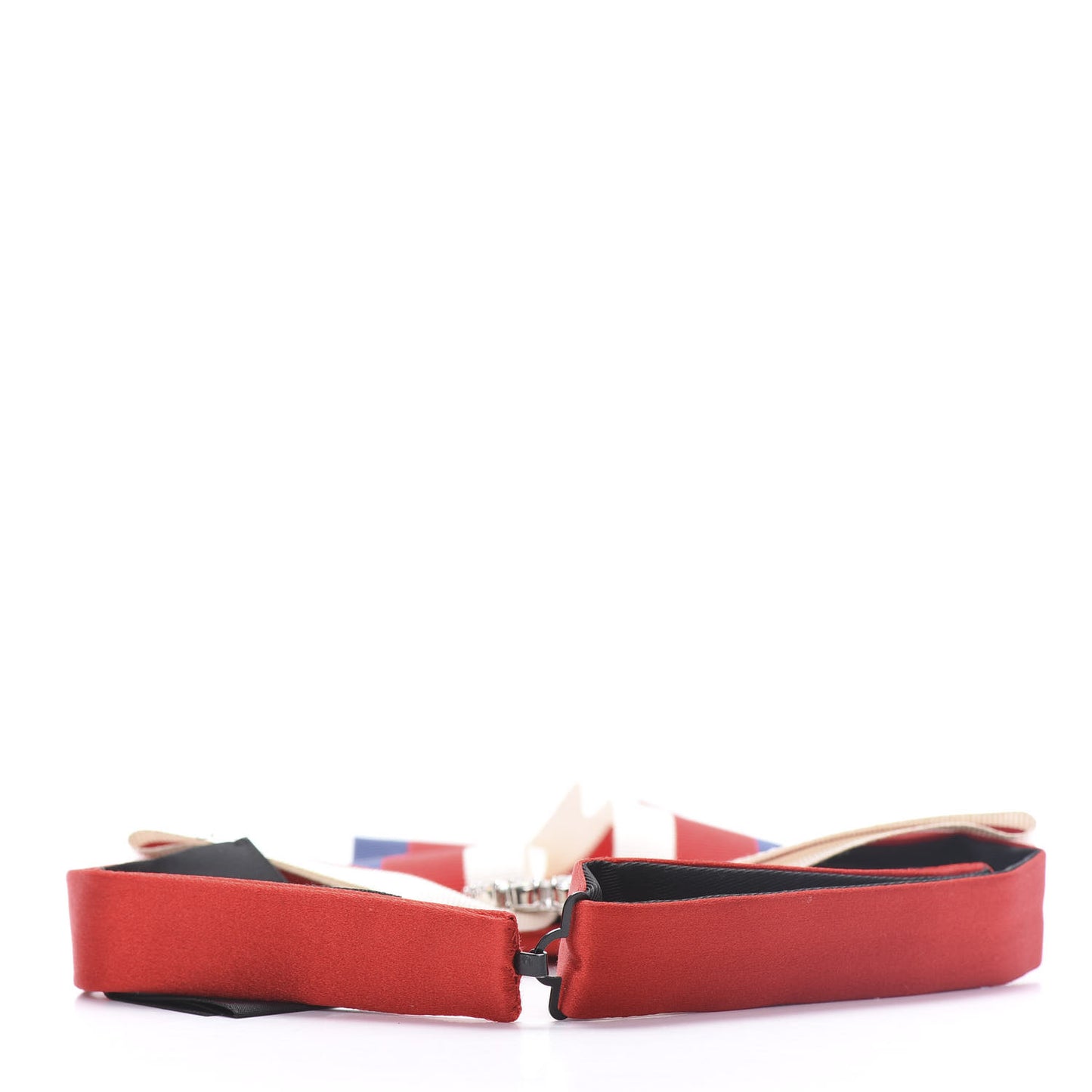 Grosgrain Web Crystal Neck Bow White Blue Red