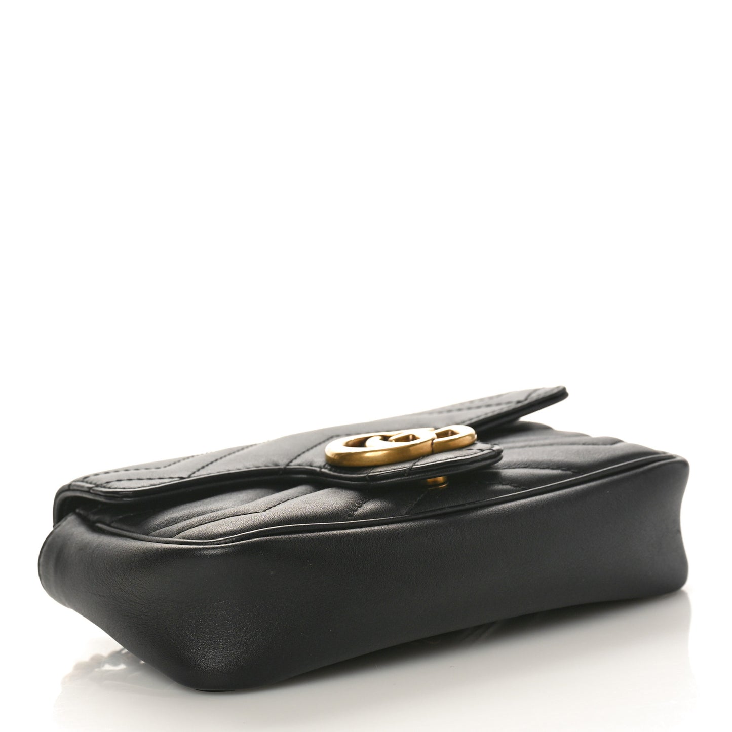 Calfskin Matelasse Super Mini GG Marmont Shoulder Bag Black
