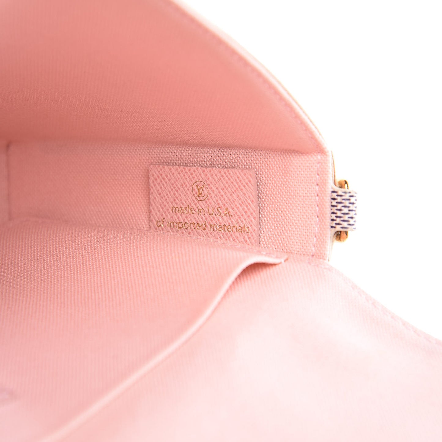 Damier Azur Pochette Felicie Chain Wallet Rose Ballerine