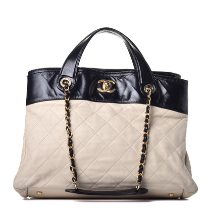 Chanel Calfskin Quilted In The Mix Shopping Tote Beige Black 2 of 20