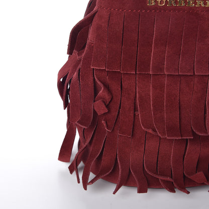 Burberry Suede Fringe Mini Bucket Bag Cherry 11 of 12