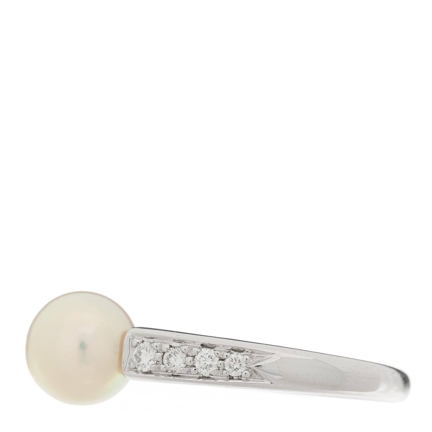 18K White Gold Diamond Akoya Pearl 7.5-8mm Cocktail Ring 53 6.5