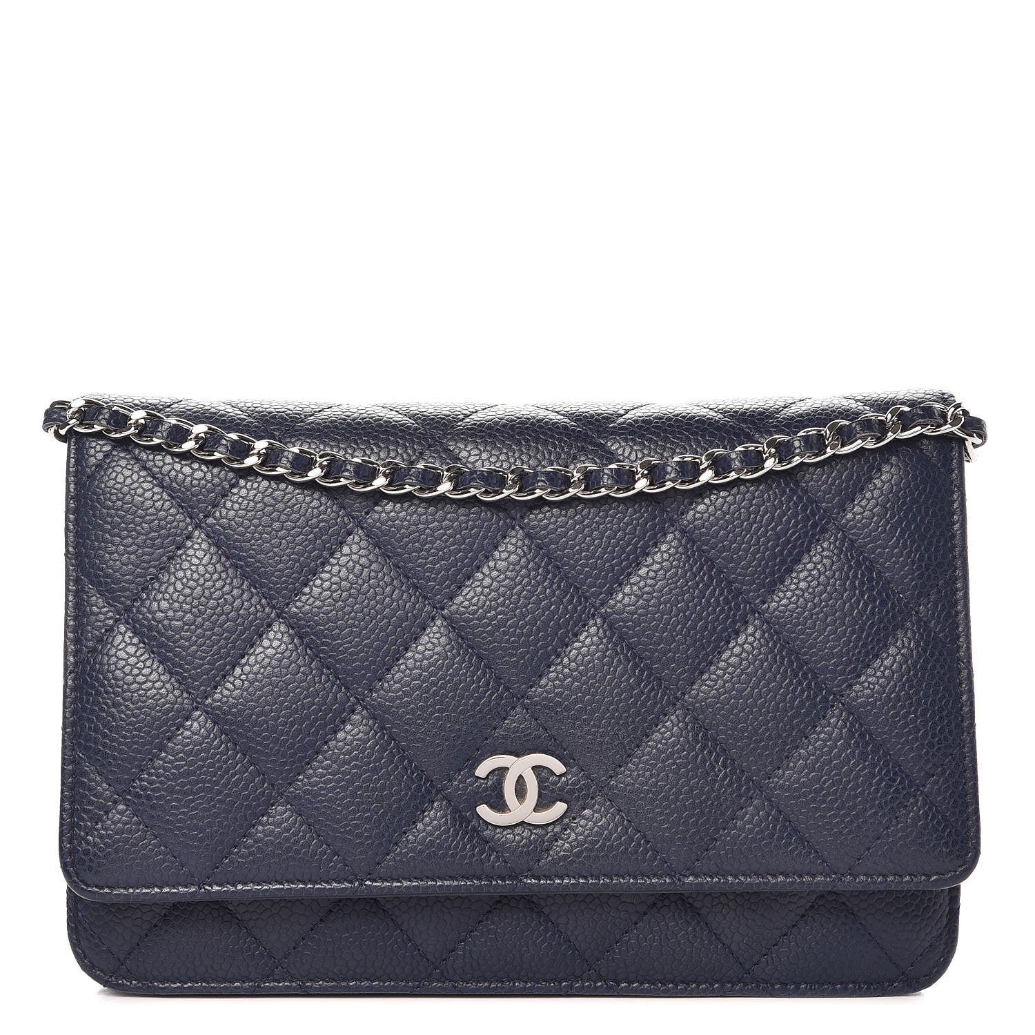 Chanel Caviar Quilted Wallet On Chain WOC Navy Blue 1 of 8