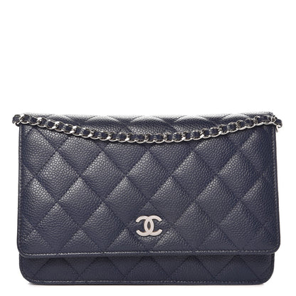 Chanel Caviar Quilted Wallet On Chain WOC Navy Blue 1 of 8