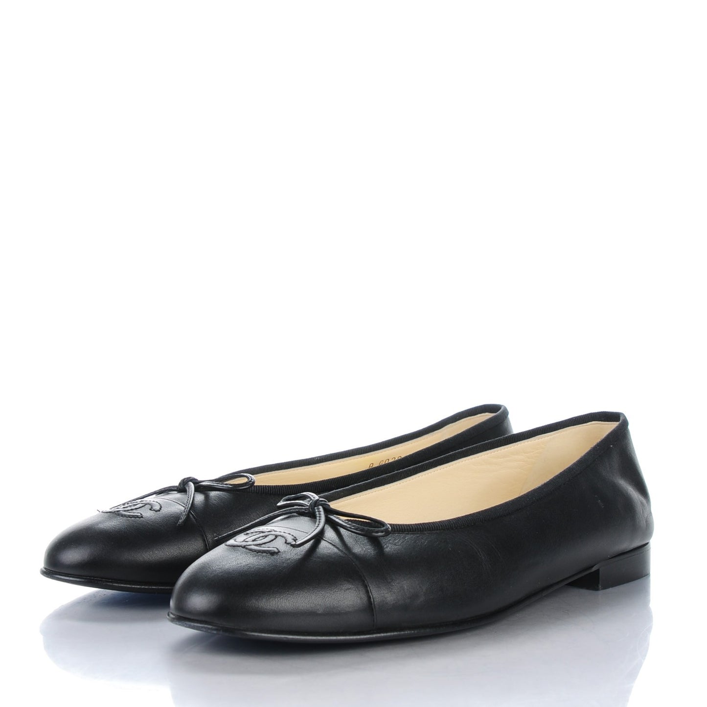Lambskin Cap Toe CC Ballerina Flats 42 Black