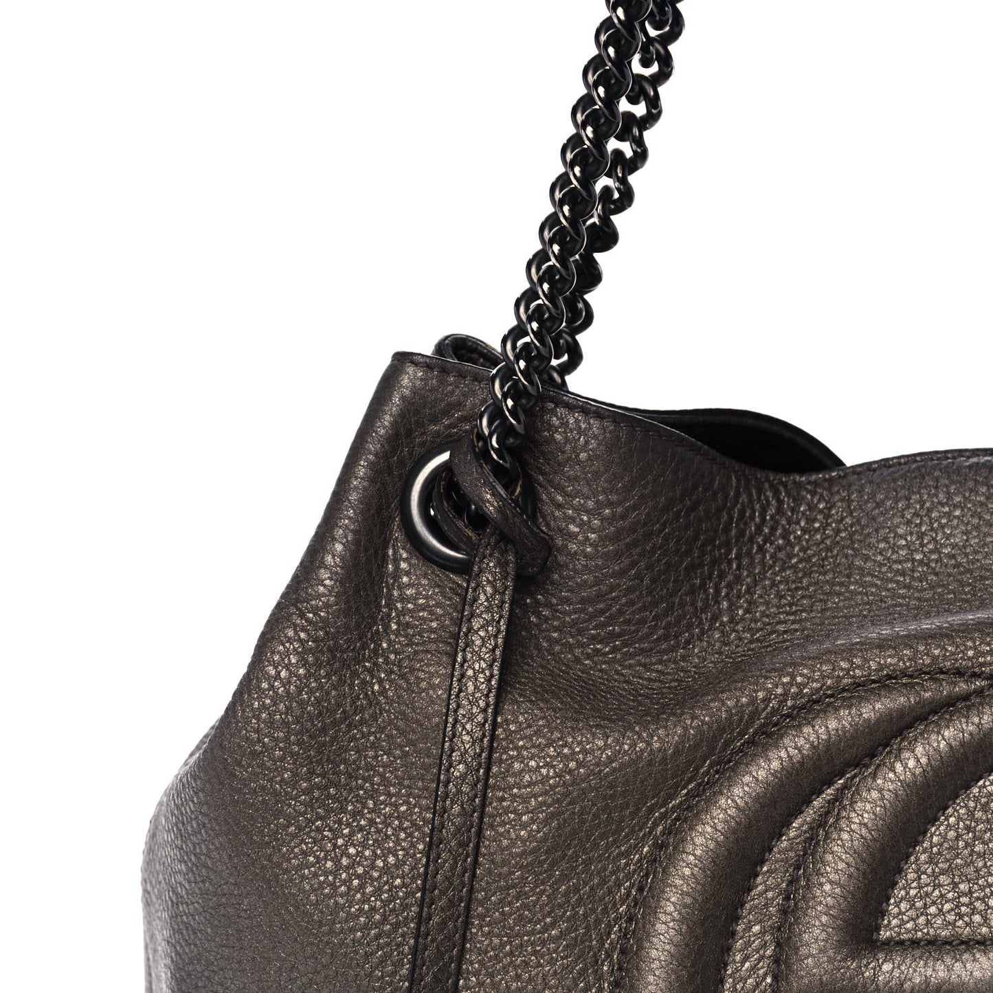 Metallic Pebbled Calfskin Medium Soho Chain Shoulder Bag Sasso