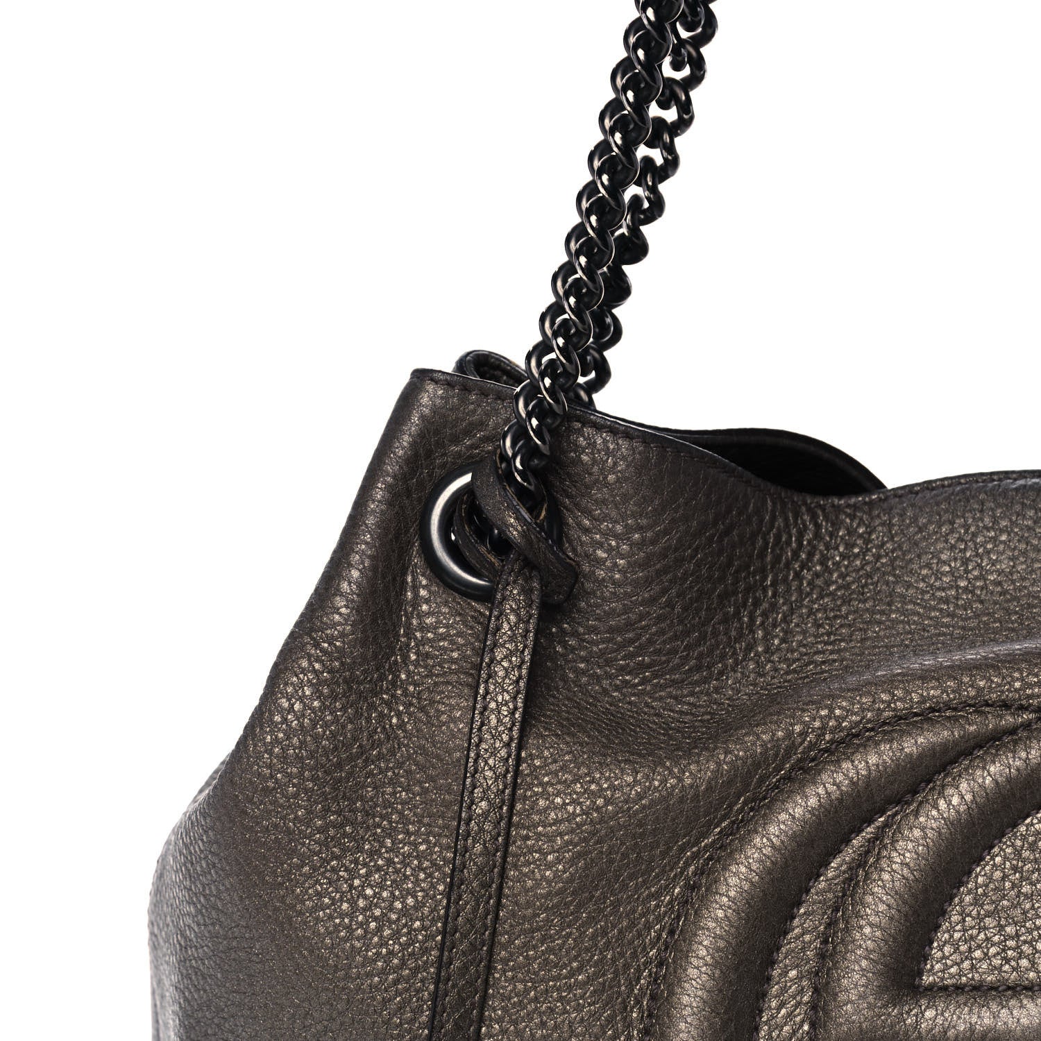Gucci Metallic Pebbled Calfskin Medium Soho Chain Shoulder Bag Sasso 9 of 15