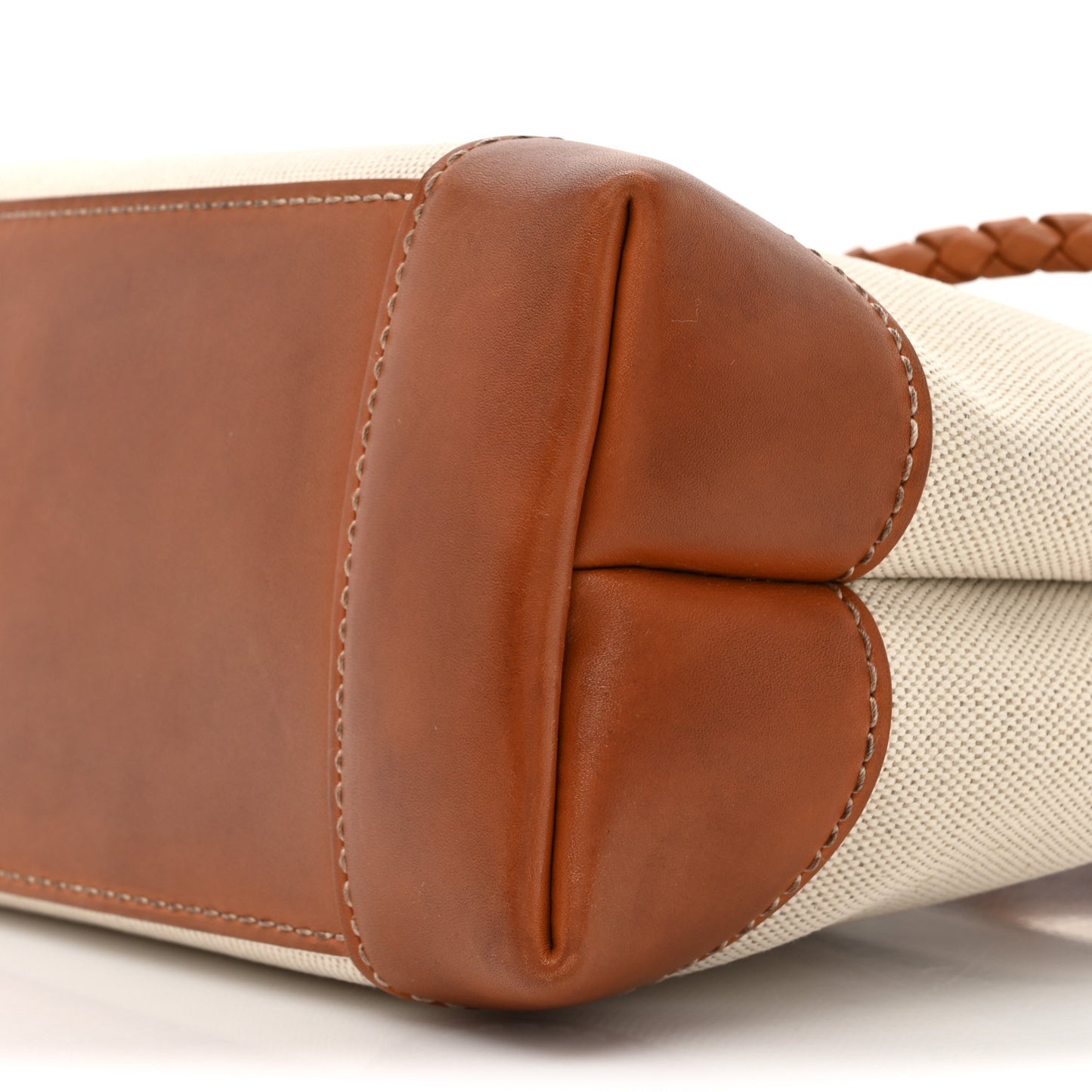 Washed Canvas Calfskin Small Andiamo Shoulder Bag Natural Light Wood