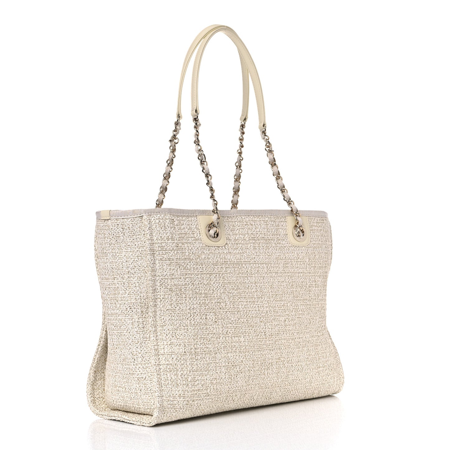Lurex Boucle Small Deauville Tote Ivory