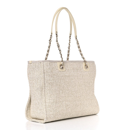 Chanel Lurex Boucle Small Deauville Tote Ivory 3 of 12