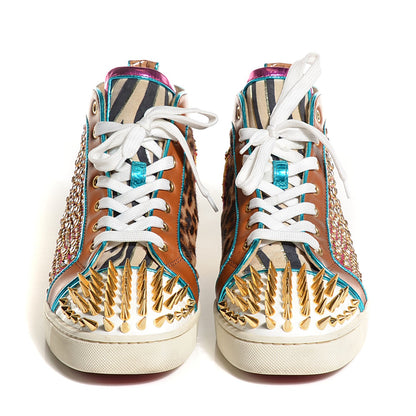 Christian Louboutin Pony Leopard Lux Strass Spikes No Limit Flat Mens Sneakers 43 Multicolor 2 of 9