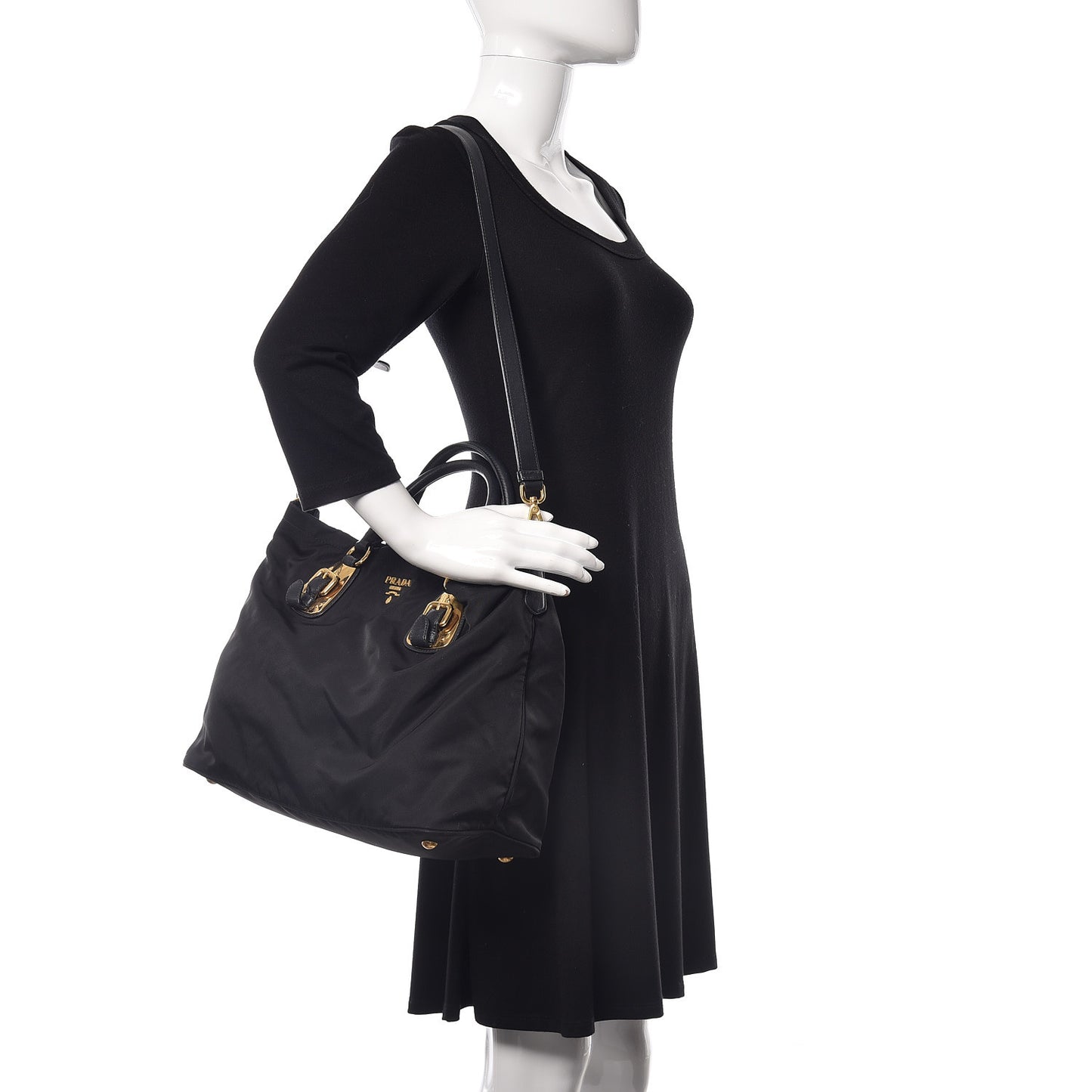Tessuto Nylon Soft Calf Tote Black