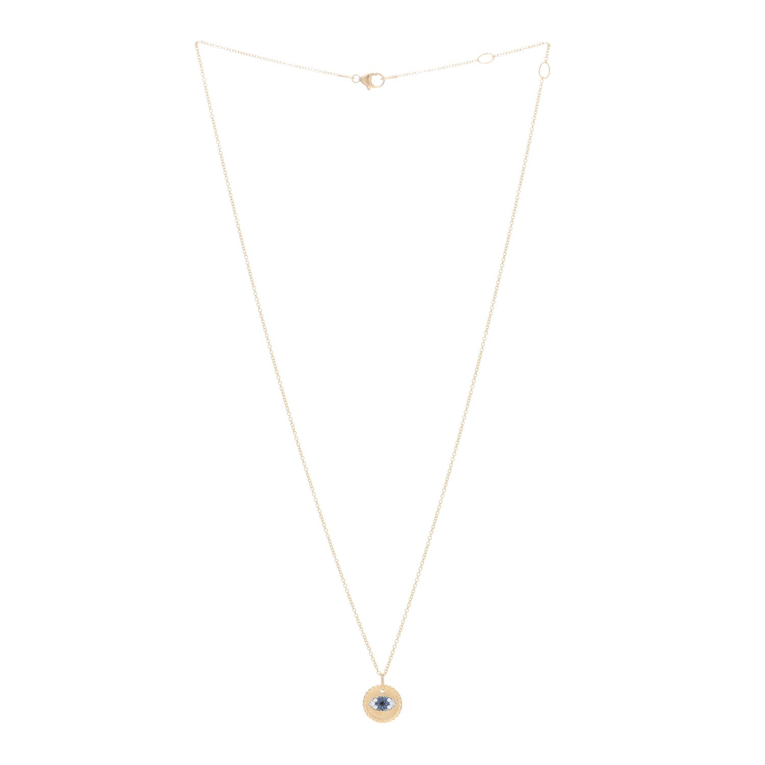 David Yurman 18K Yellow Gold Blue Sapphire Diamond Evil Eye Necklace 2 of 4