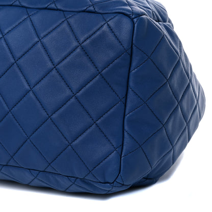 Chanel Lambskin Quilted CC Chain Bucket Drawstring Bag Blue 9 of 10