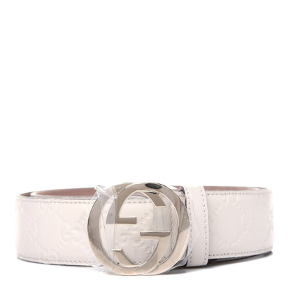 Gucci Guccissima Interlocking G 37mm Belt 85 34 Mystic White 1 of 8