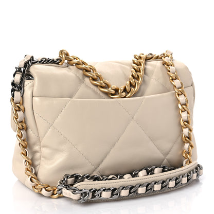 Chanel Lambskin Quilted Medium Chanel 19 Flap Light Beige 3 of 9