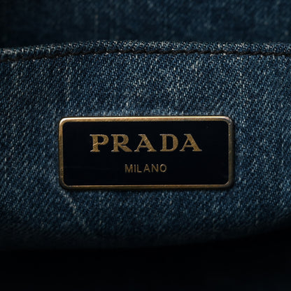 Prada Denim Small Logo Tote Bleu 6 of 12