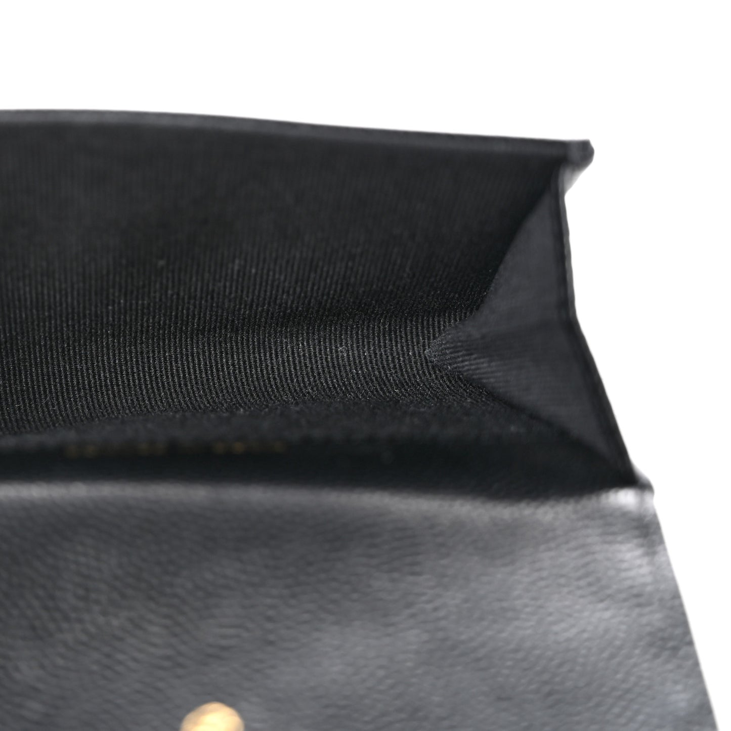 Caviar Quilted Chain CC Quilted Compact Flap Card Holder Black