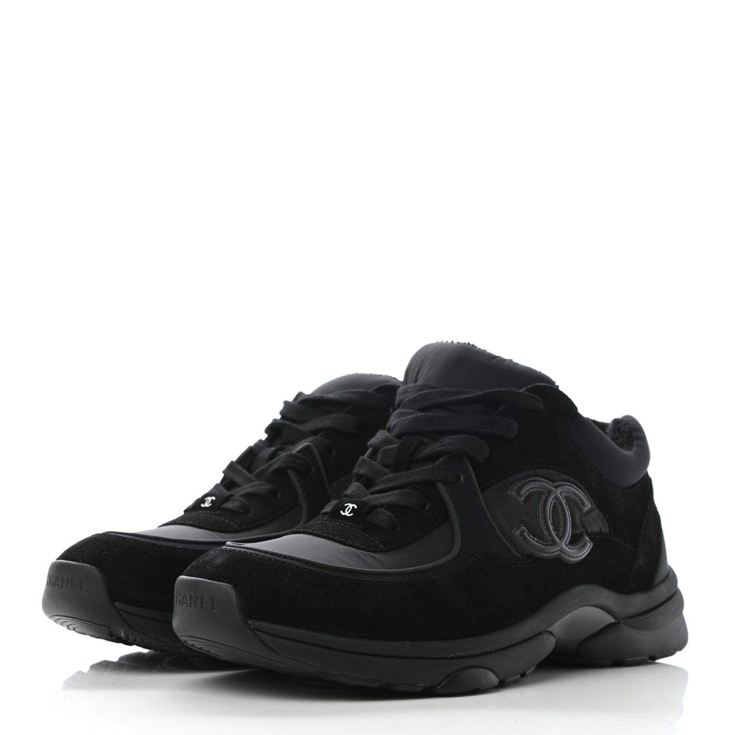 Chanel Kid Suede Calfskin Mens Sneakers 41 Black 2 of 8