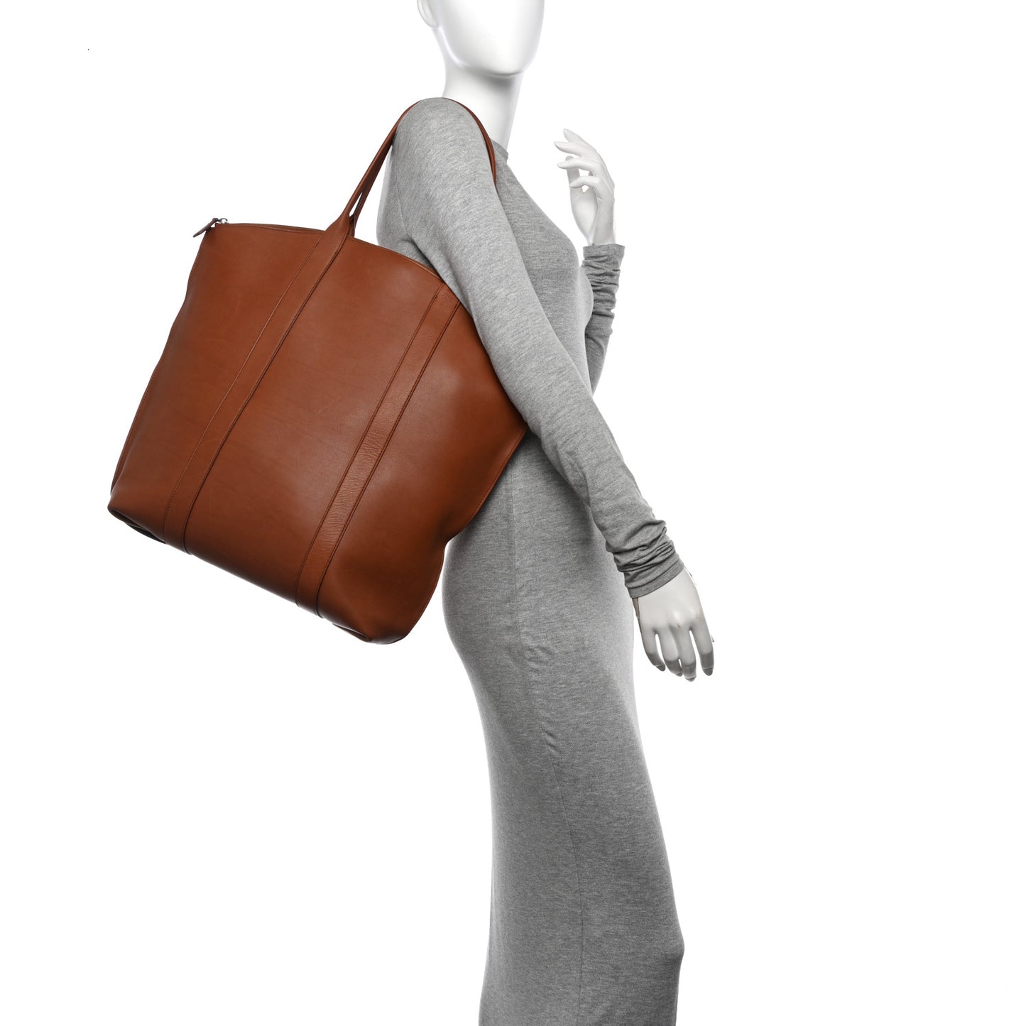 Polished Saddle Calfskin Dante Tote Dark Cuir