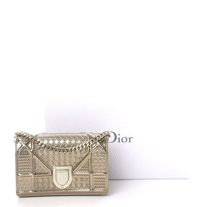 Christian Dior Metallic Patent Micro-Cannage Baby Diorama Flap Bag Champagne 9 of 9