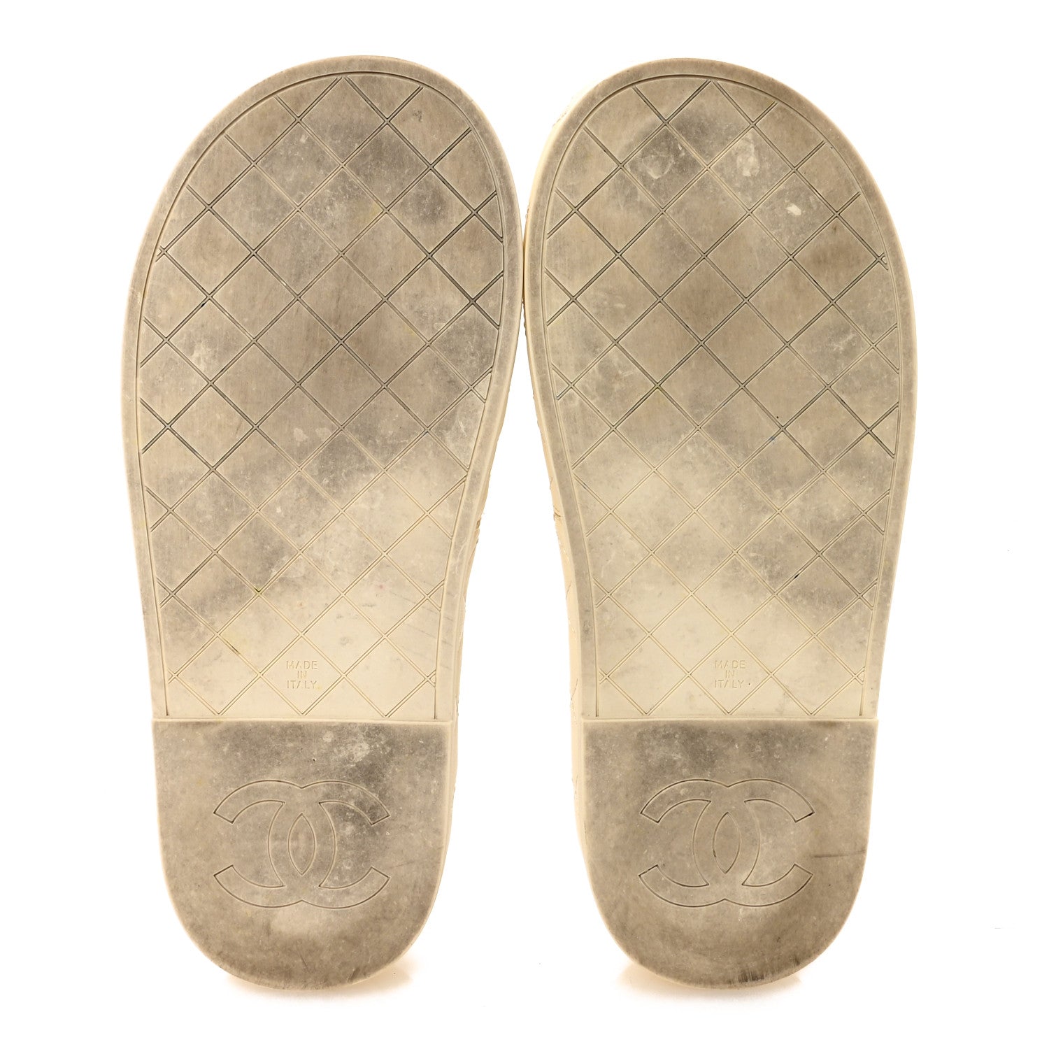 Chanel Lambskin Quilted CC Mules Sandals 38 Ivory 6 of 10