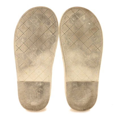 Chanel Lambskin Quilted CC Mules Sandals 38 Ivory 6 of 10