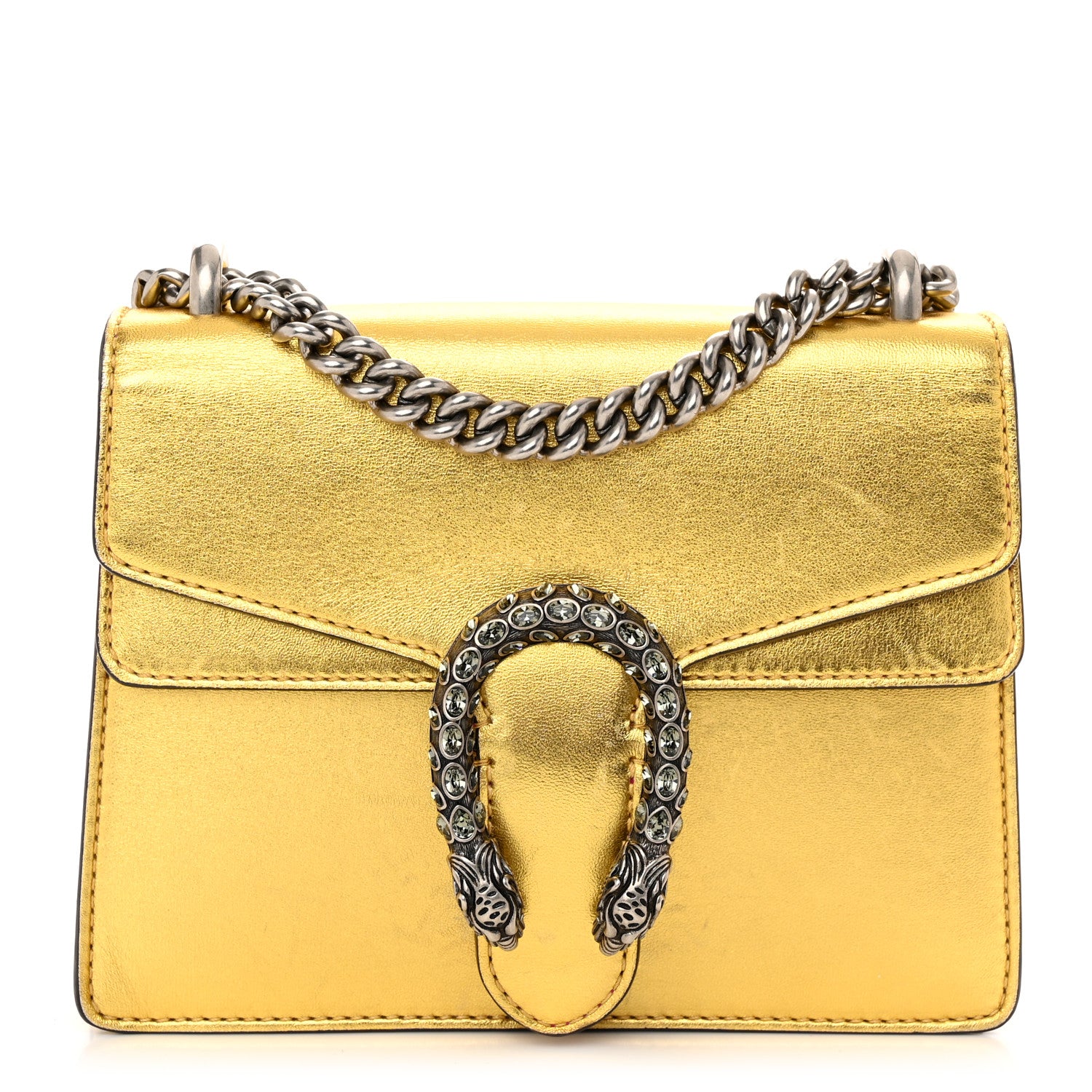 Gucci Metallic Calfskin Crystal Mini Dionysus Shoulder Bag Gold 1 of 11