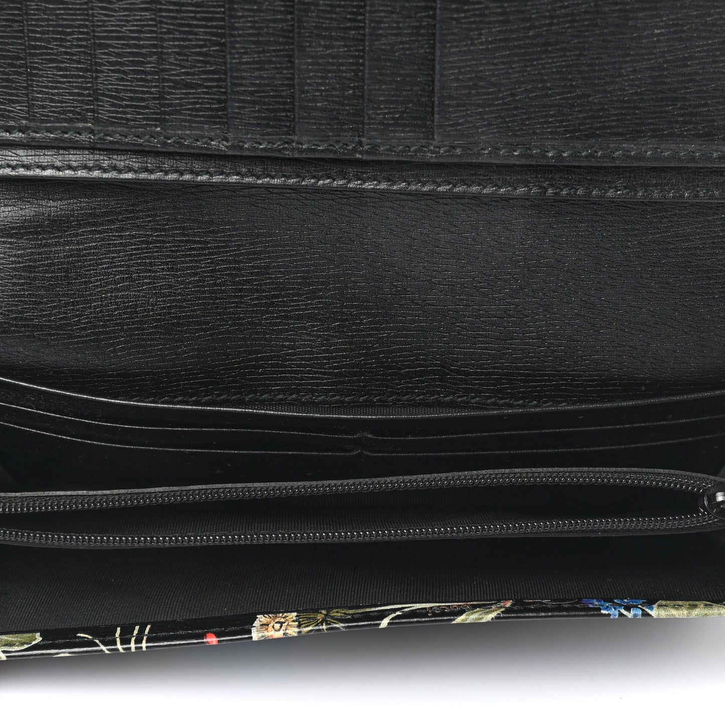 Shangai Calfskin Flora Knight Flap Wallet Black