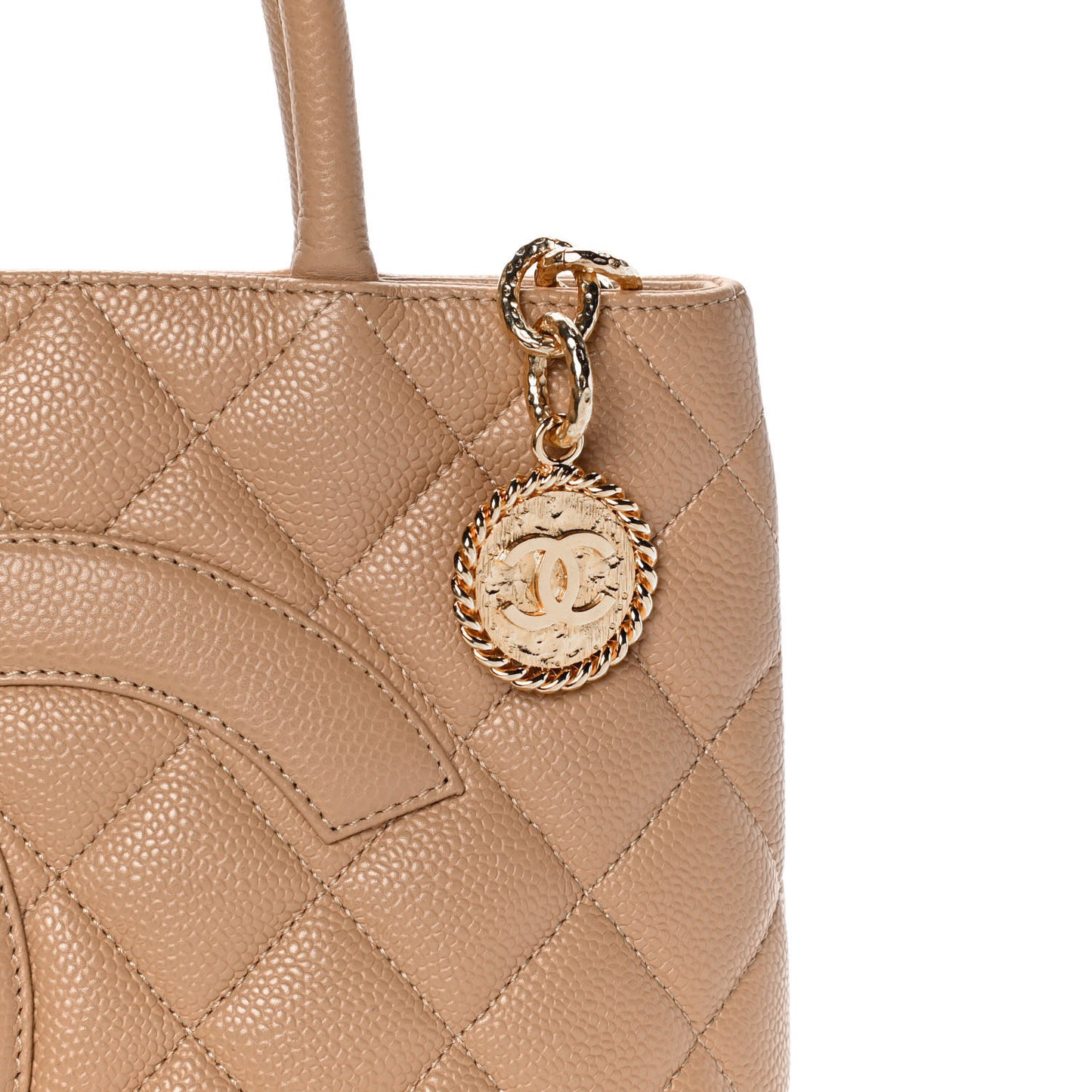 Caviar Quilted Medallion Tote Beige