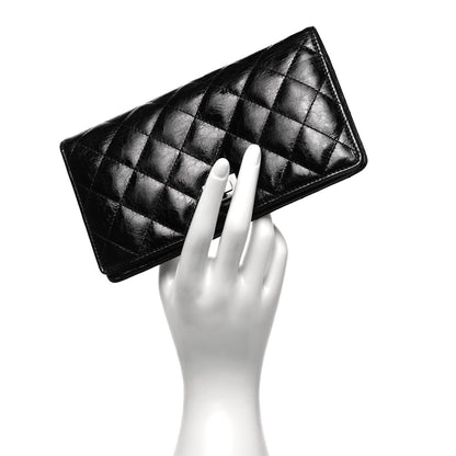 Chanel Patent Crumpled Calfskin Quilted Yen Reissue Wallet Black 2 of 6