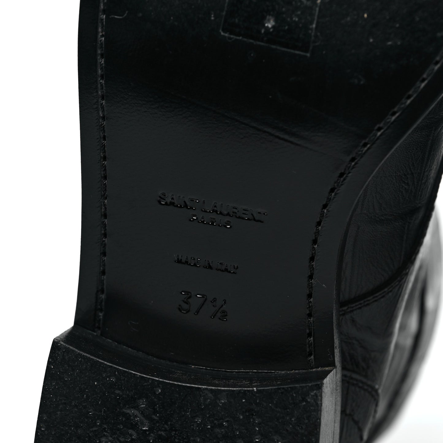 Shiny Crocodile Embossed Boots 37.5 Black