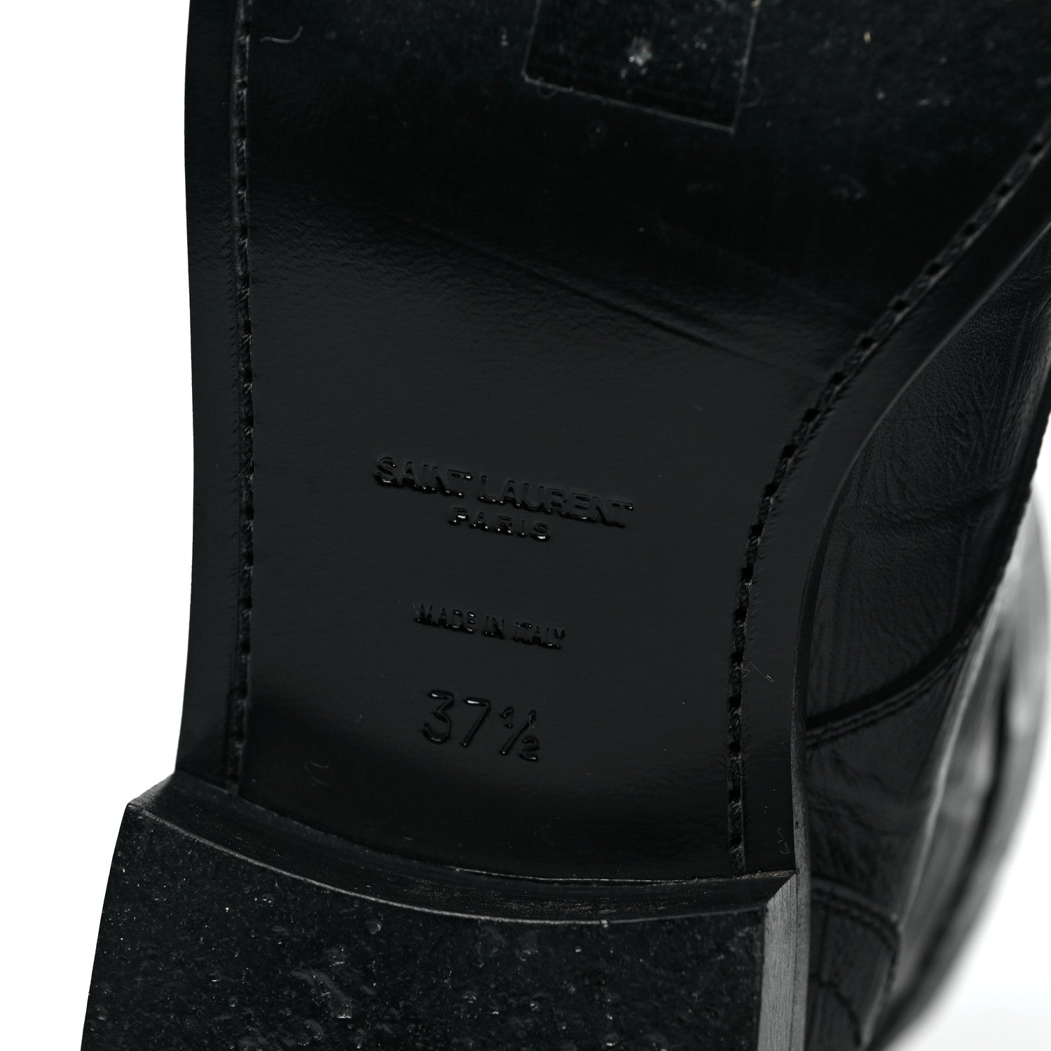 Saint Laurent Shiny Crocodile Embossed Boots 37.5 Black 6 of 7