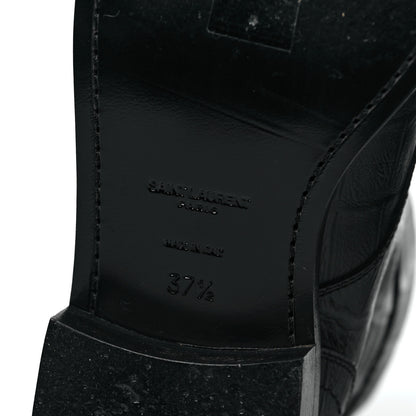 Saint Laurent Shiny Crocodile Embossed Boots 37.5 Black 6 of 7