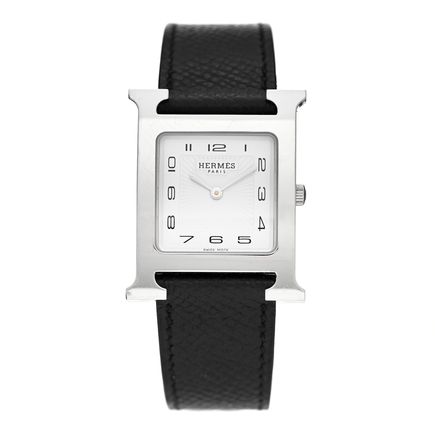 Hermes Stainless Steel Epsom 26mm Heure H Hour Quartz Watch Noir 1 of 5