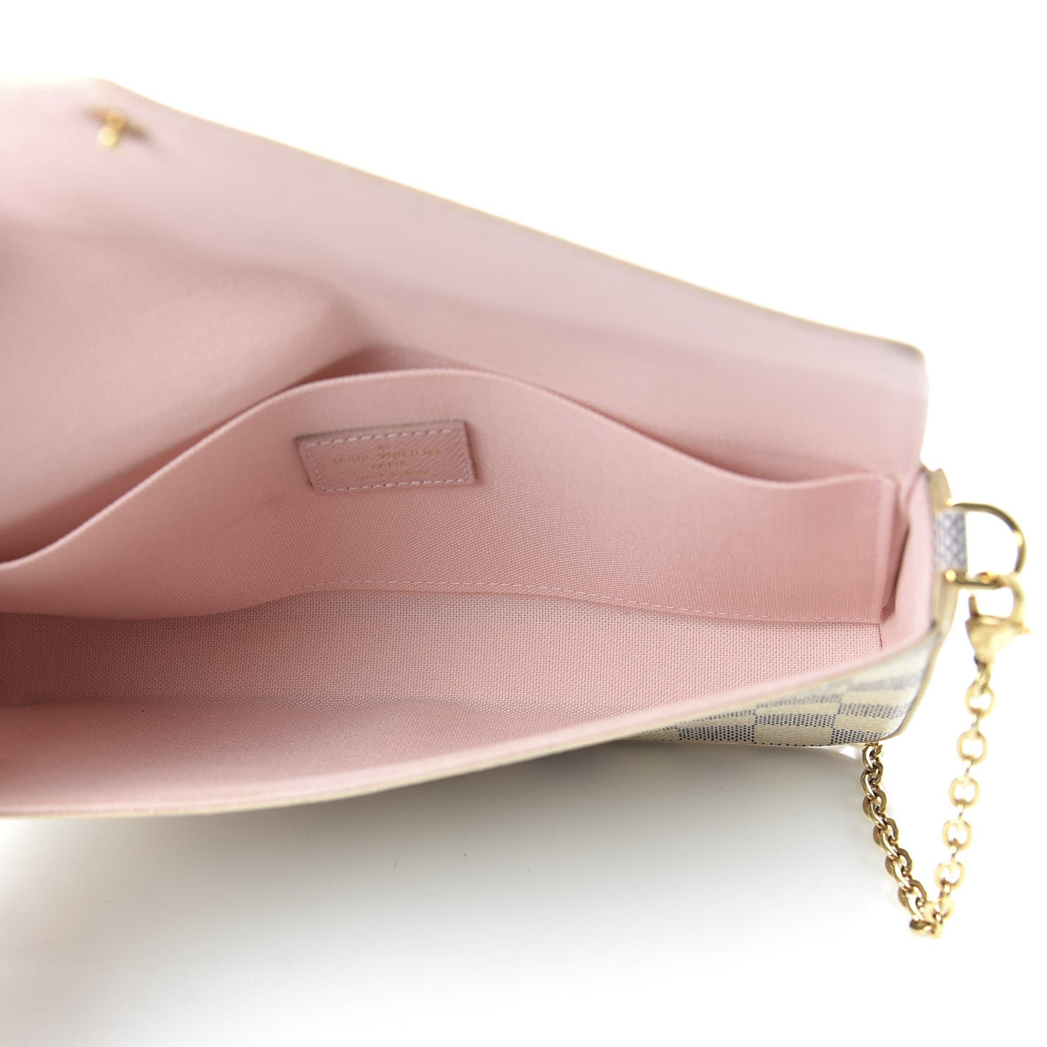 Louis Vuitton Damier Azur Pochette Felicie Chain Wallet Rose Ballerine 5 of 10