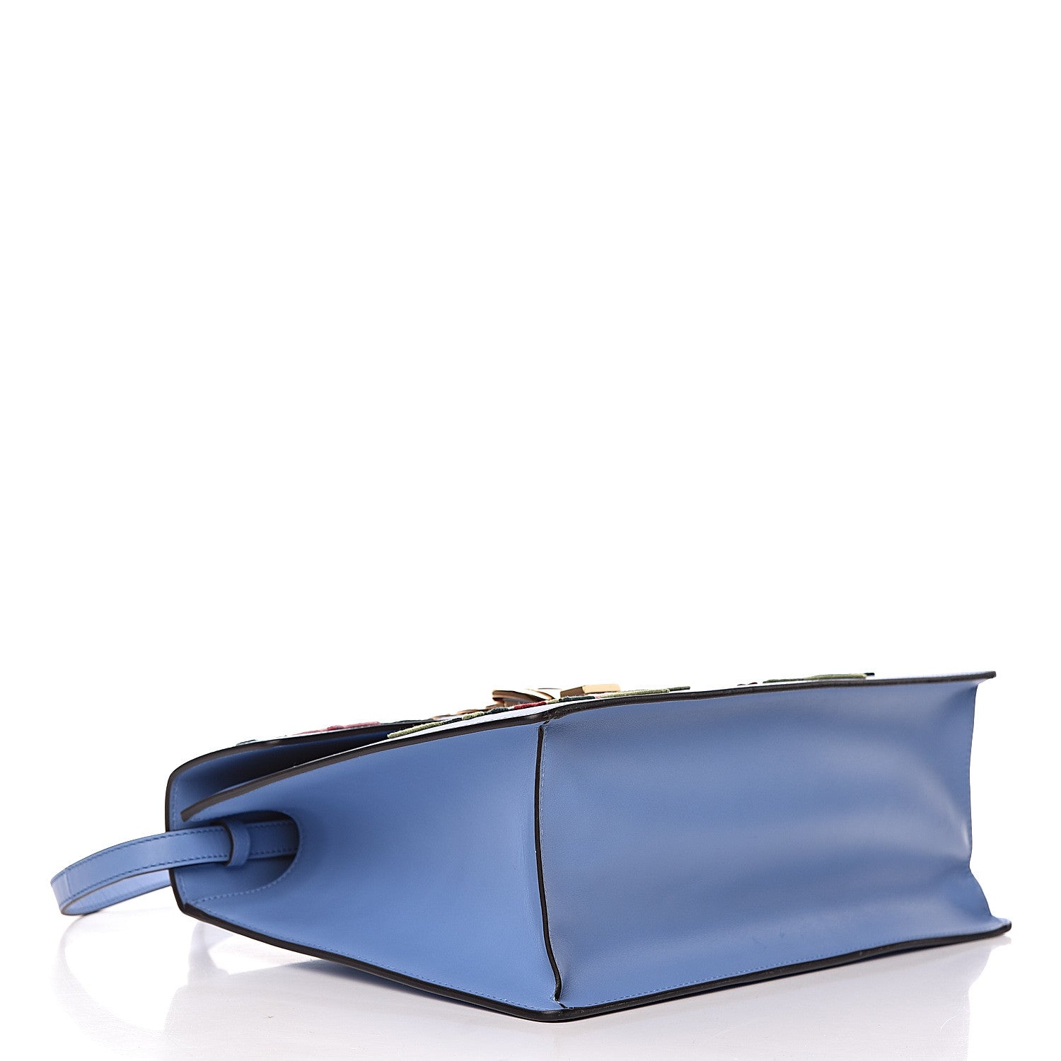 Gucci Calfskin Embroidered Medium Sylvie Top Handle Bag Clear Sky Blue 4 of 10