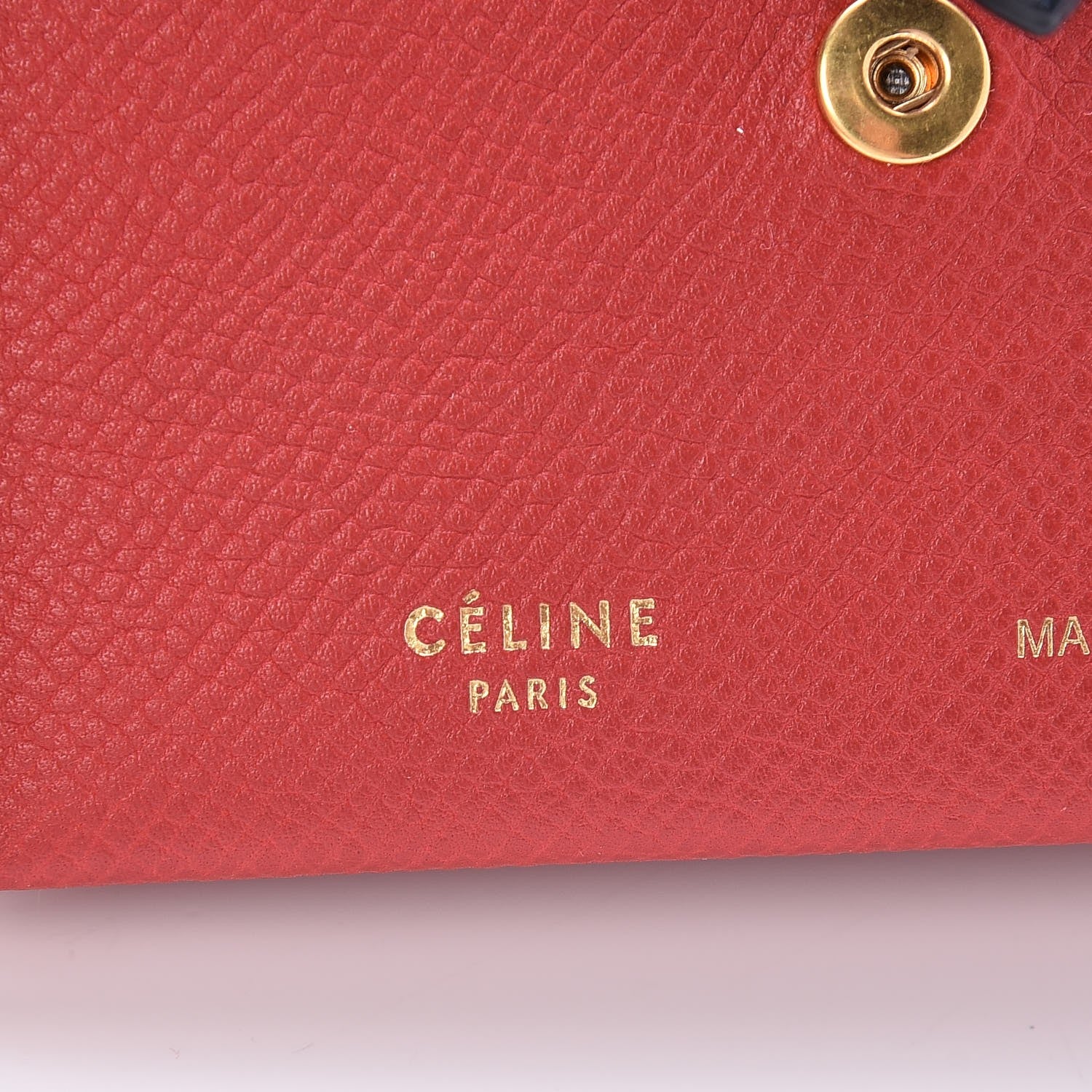 Celine Grained Calfskin Strap Accordion Cardholder Coquelicot 6 of 8