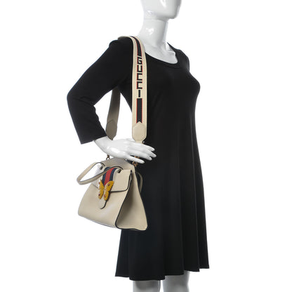 Gucci Grained Calfskin Web Stripe Butterfly Medium Totem Top Handle Bag White 1 of 11