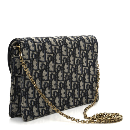 Christian Dior Oblique Saddle Chain Pouch Blue 3 of 11