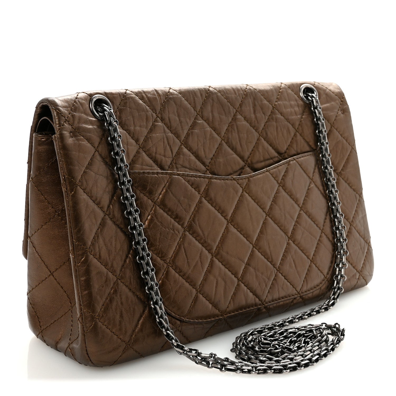 シャネル Chanel Metallic Aged Calfskin Quilted 2.55 Reissue 227 Flap Bronze