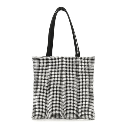 Alexander Wang Mesh Crystal Rhinestone Quilted Heiress Tote Black Silver 1 of 9