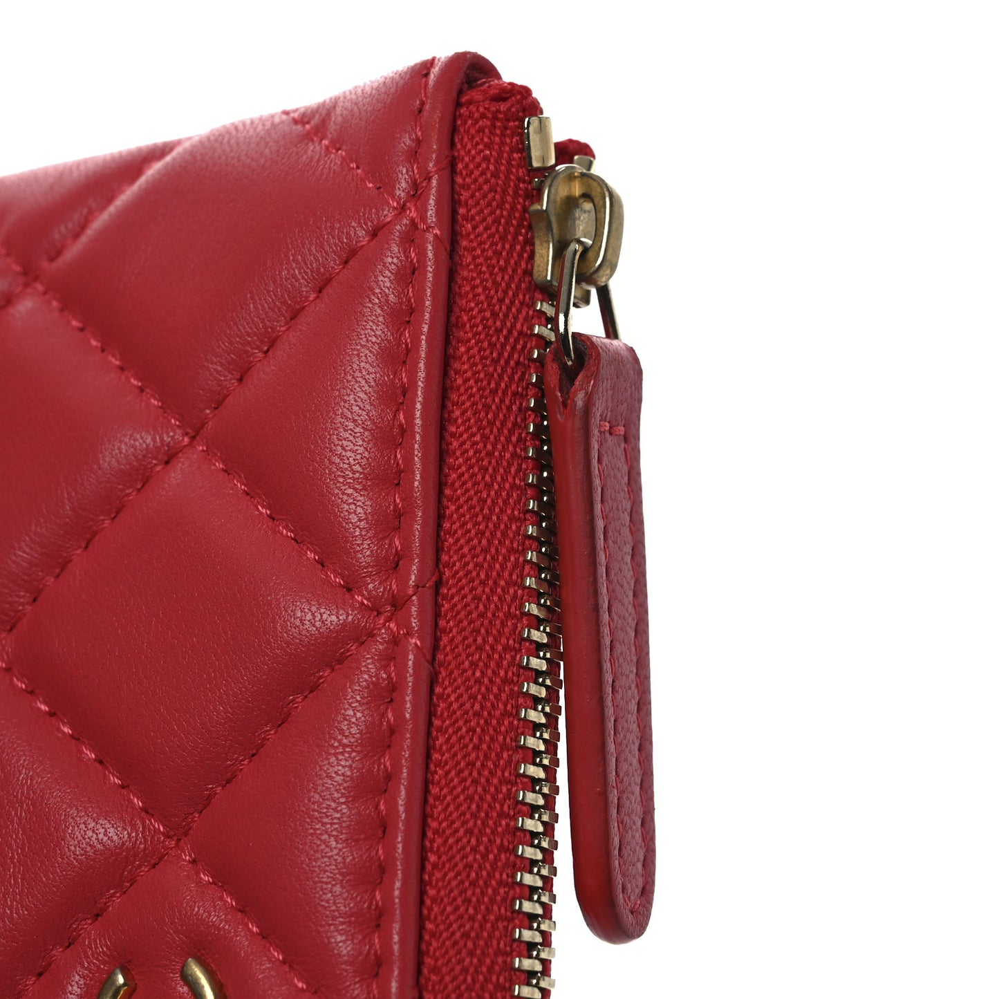 Lambskin Quilted Small Cosmetic Case Red